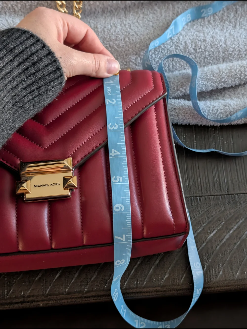 Michael Kors Whitney Red Nappa Leather Quilted Shoulder Crossbody Bag